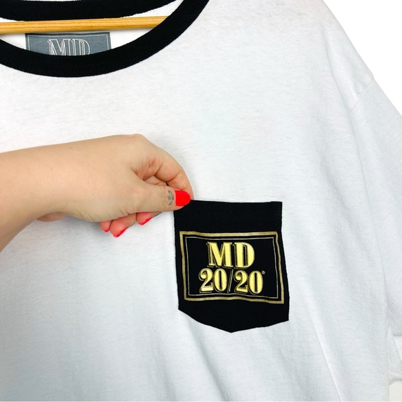 Mad Dog 2020 Alcohol Graphic Boxy Cropped Upcycled Pocket Short Sleeve T Shirt - Picture 3 of 10